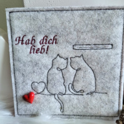 Stickdatei - Katzenpaar Line Art 1